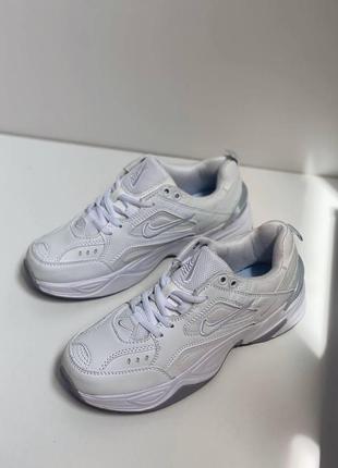 Мужские кроссовки nike m2k tekno cool белые найк м2к текно кул кожаные (bon)