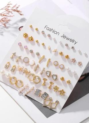 Геометричні сережки-гвоздики з імітацією перлів (30 пар/лот) для жінок, прикраси сережки для дівчат
