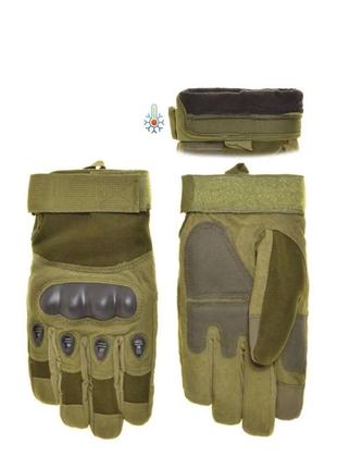 Зимові рукавиці флісові з кістками олива штурмові зимові рукавички фліс зсу армійські теплі рукавиці військові на флісі5 фото