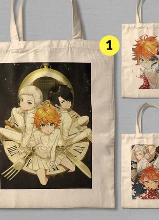 Еко-сумка, шопер з принтом аніме обіцяний неверленд yakusoku no neverland