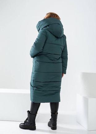 Женская зимняя стеганая длинная куртка с закругленными полами большие размеры2 фото