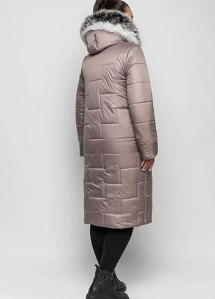 Жіноче зимове пальто великих розмірів з натуральним хутром (розміри 48-60)3 фото