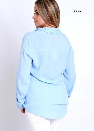 Льняная парка рубашкав стиле карго, накладные карманы, цвет голубой exactly3 фото