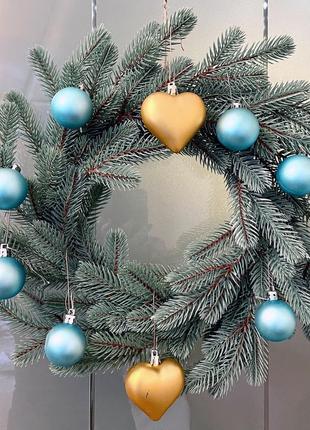 Венок новогодний рождественский traditional из литой хвои d-50см голубой2 фото