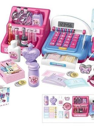 Детский кассовый аппарат магазин, игрушечная косметика, калькулятор, игрушка касса, подарок для девочки