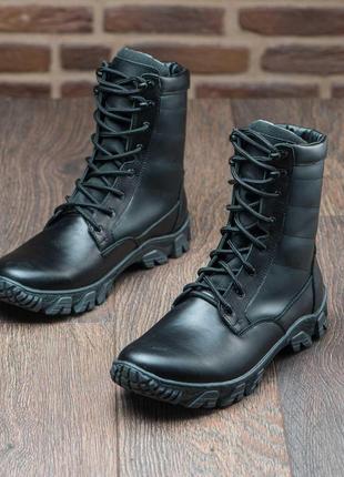 Тактичні зимові високі берці в чорному кольорі, військове взуття 39-46рр, зимние берцы, ботинки натуральная кожа на меху