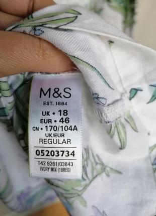 Натуральное белое платье в цветы marks & spencer 18р батал большой размер (к114)6 фото