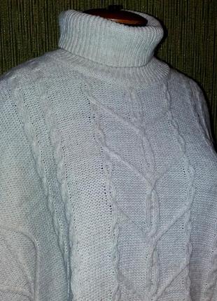 Зимний свитер-пончо с бахрамой6 фото