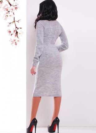 Женское теплое вязаное платье, 137 темно-серый, р. 44-482 фото