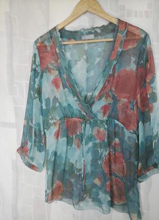 Блузка з натурального шовку в квітковий принт6 фото