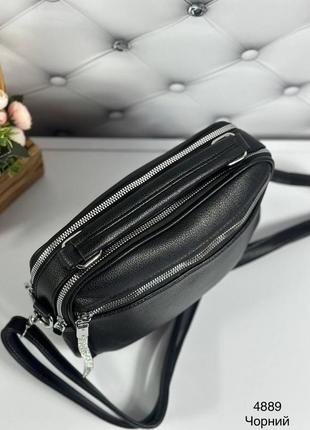 Женская стильная черная сумка кросс-боди9 фото