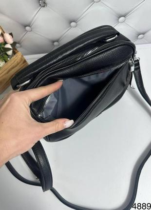 Женская стильная черная сумка кросс-боди3 фото