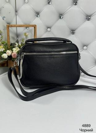 Женская стильная черная сумка кросс-боди7 фото