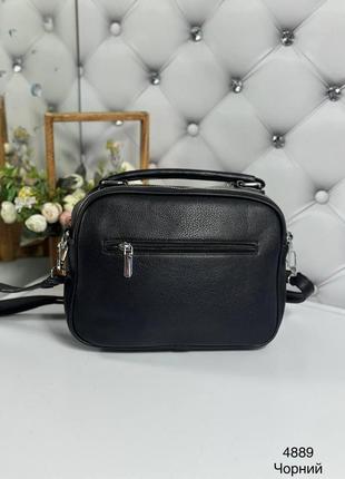 Женская стильная черная сумка кросс-боди10 фото