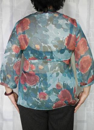 Блузка з натурального шовку в квітковий принт5 фото