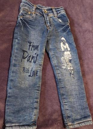 Детские зимние утепленные джинсы, размер 86-92.