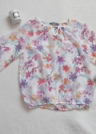 Блуза прозрачная, цветочный принт 46 размер