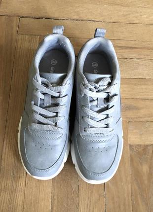 Серые кроссовки кеды кожаные экокожа