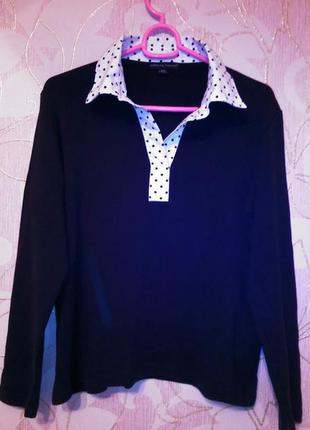 Carolyn taylor красива чорна кофточка з вшитим комірцем в горошком