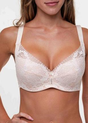 Бежевый бюстик без поролона чашка d. код: б145