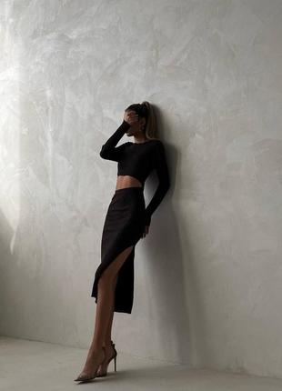 ❤️ шикарное платье миди черная мустанг с вырезом черный черное женское платье5 фото