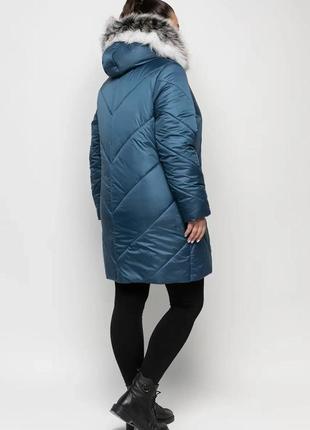 Жіноча зимова куртка великих розмірів з натуральним хутром (розміри 54-70)3 фото