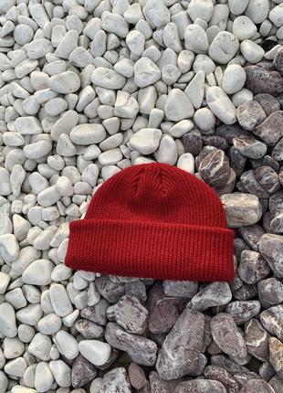 Новая шапка шапочка короткая бини в бордовом цвете мужская женская унисекс1 фото
