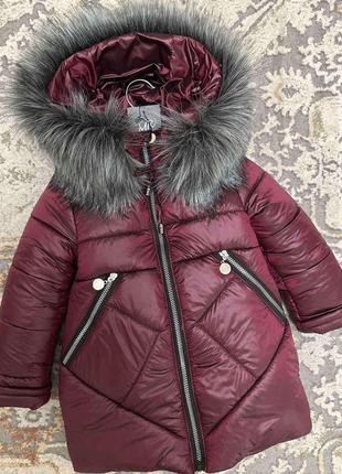 Пальто зимнее для девушек р 104-1223 фото