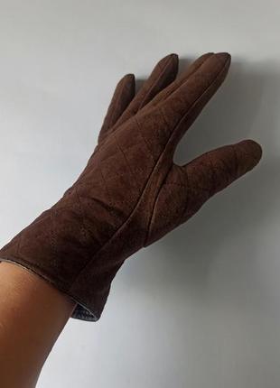 Симпатичные стеганые замшевые женские перчатки m&s6 фото