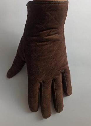 Симпатичные стеганые замшевые женские перчатки m&s5 фото