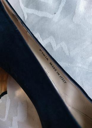 Брендовые замшевые туфли, лодочки, темно- синие6 фото