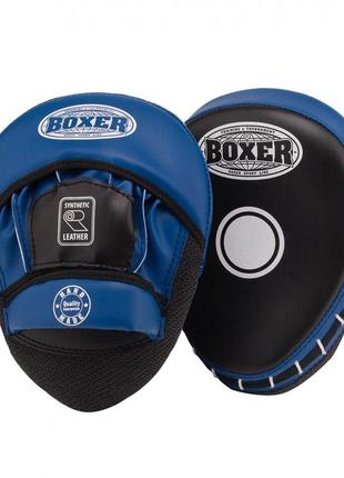 Лапы боксерские гнутые boxer кожвинил 0,8 мм черно-синие