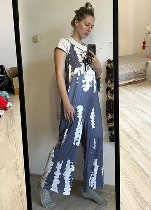 Широкий комбинезон кимоно - кюлоты комбинезон с карманами палаццо1 фото
