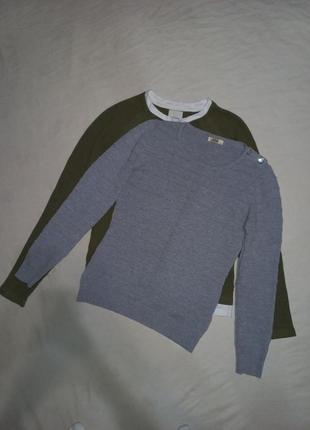 Теплый лонг лонгслив свитер с шерстью серый базовый кэжуал