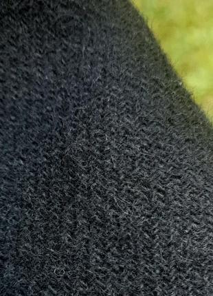 Чорне вовняне пальто міді з лацканами5 фото