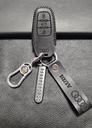Чехол на ключ ауди , кожаный чехол на ключ audi1 фото