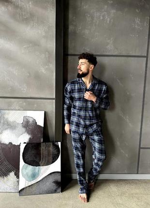 Піжама чоловіча в клітинку comfort синя