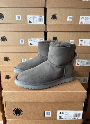 Чоботи теплі ugg bailey bow boot grey (хутро)