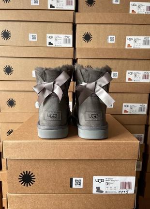 Чоботи теплі ugg bailey bow boot grey (хутро)3 фото