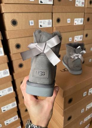 Сапоги теплые ugg bailey bow boot grey (мех)7 фото