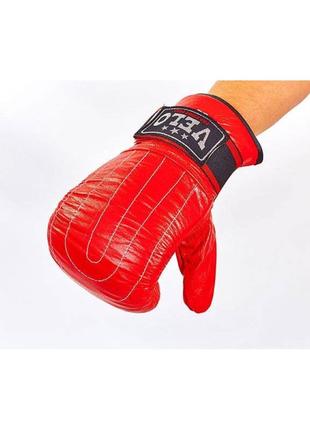 Снарядные перчатки с эластичным манжетом на липучке кожаные velo красные 4004uliz-1-s2 фото