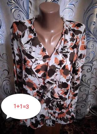 1+1=3 гарна шифонова блуза з рослинним принтом mia moda1 фото