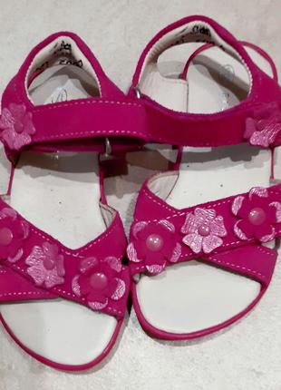 Рожеві босоніжки, сандалі для дівчинки richter-австрія, натуральна шкіра розмір 252 фото