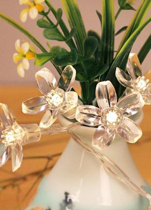 Гірлянда квіти сакура 50 led - 5 м теплий білий - світлодіодна4 фото