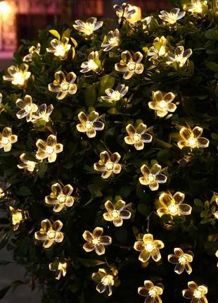 Гірлянда квіти сакура 50 led - 5 м теплий білий - світлодіодна9 фото
