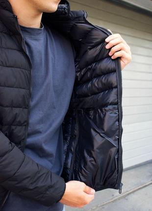 Мужская черная куртка стёганная весенняя ветровка демисезонная с капюшоном (bon)5 фото