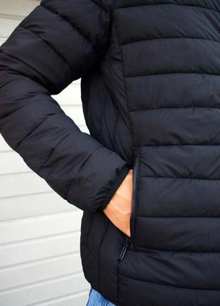 Мужская черная куртка стёганная весенняя ветровка демисезонная с капюшоном (bon)2 фото