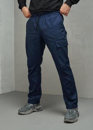 Синие брюки мужские карго1 фото