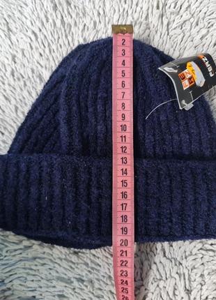 Зимняя синяя  шапка  ferz с подворотом шерсть 40% альпака 10% акр. 50% 293513 фото