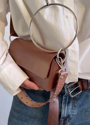 Мінімалістична шкіряна сумка від українського бренду , структурована крос боді сумка4 фото
